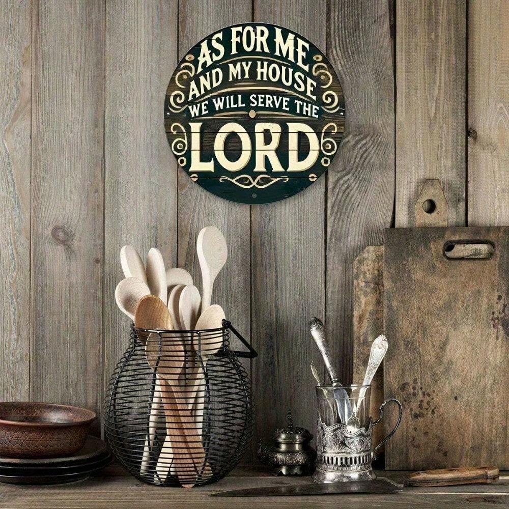 Vintage Aluminum Round Wall Sign 8 Inch Rustic Farmhouse Joshua 24:15 Decor