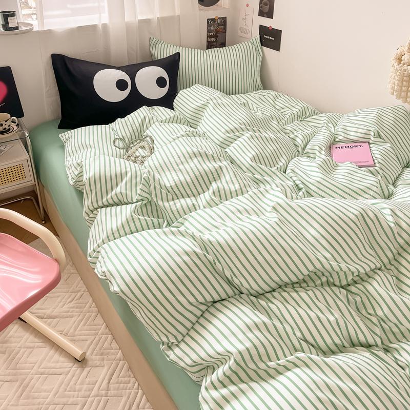 Nordic Sling Bed 150 Bedding Sets Stripes Duvet Cover Set Quilt Cover Bed Sheet Quilt Sets Queen Size INS Blogger Comforter Sets