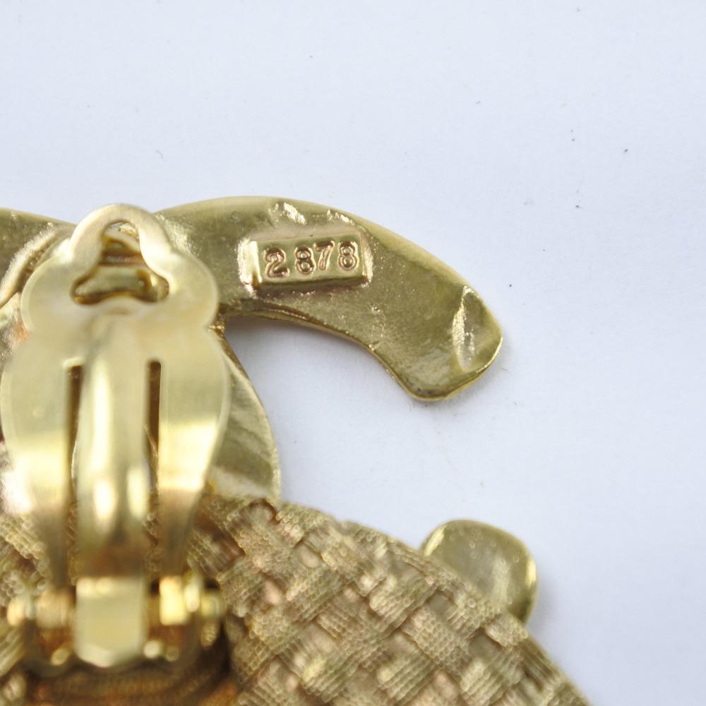 CHANEL COCO Mark Earring mesh Plated Gold 32.8g Women Used