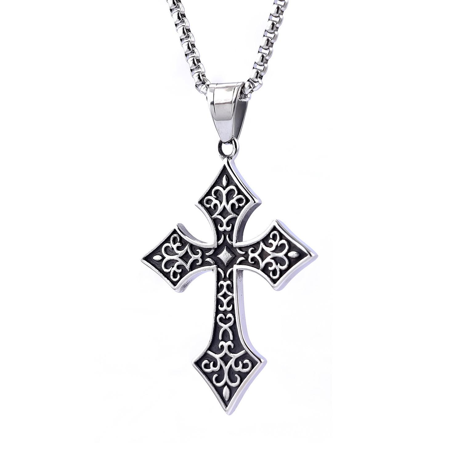 Hot Selling Personalized Retro Carved Viking Cross Pendant Men s Trendy Hip-hop Necklace