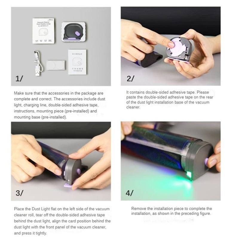 LITE-Vacuum Cleaner Dust Display LED Lamp Rechargeable Reveal Microscopic Dust & Illuminate Invisible Pet Hair серый