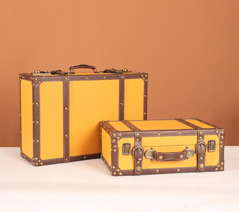 Europäische Vintage Holzkofferbox - Retro Lederkiste zur Aufbewahrung von Kleidung & Requisiten für Reisefotografie