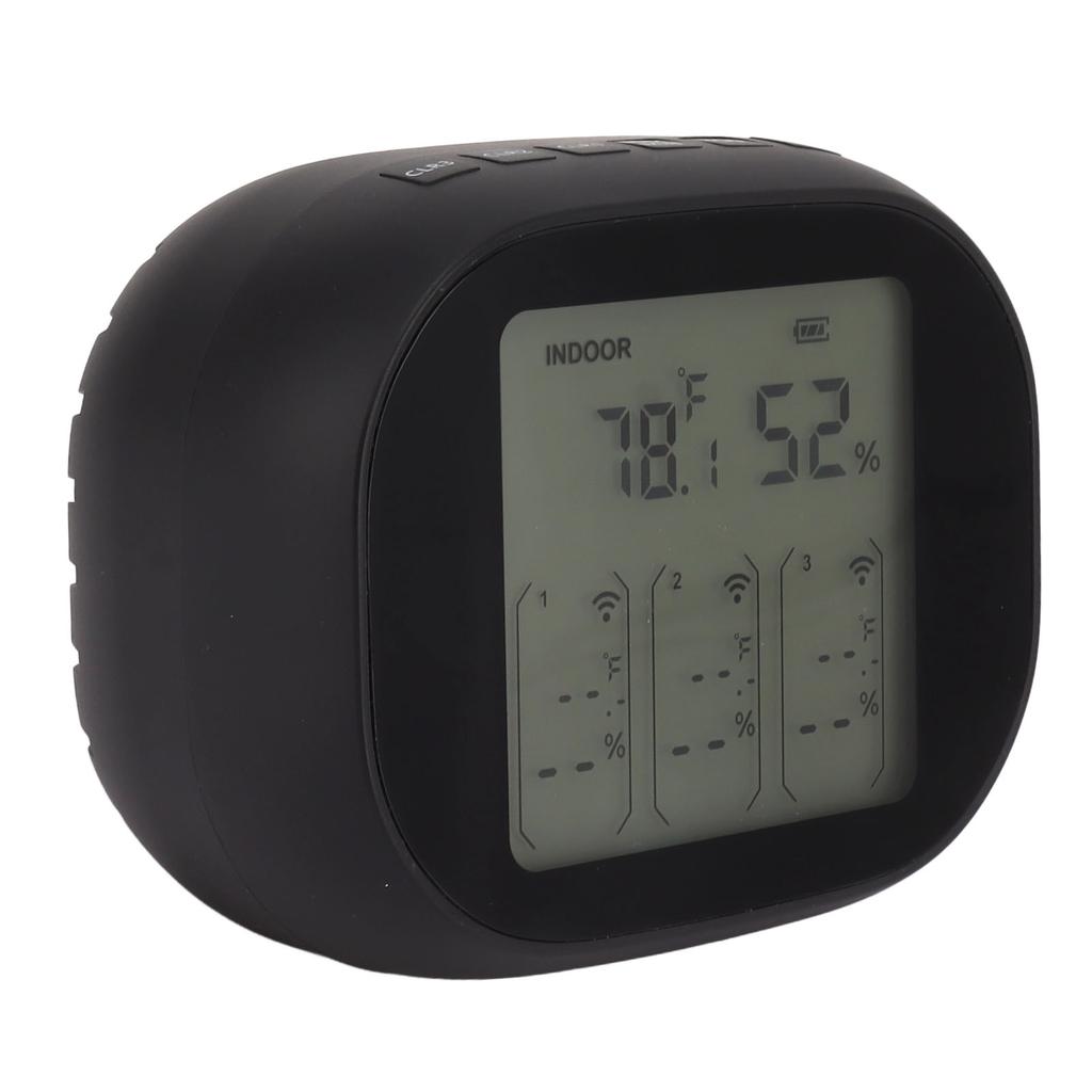 Indoor Outdoor Thermometer Celsius Fahrenheit Switching Visible At Night Wireless Black Temperature
