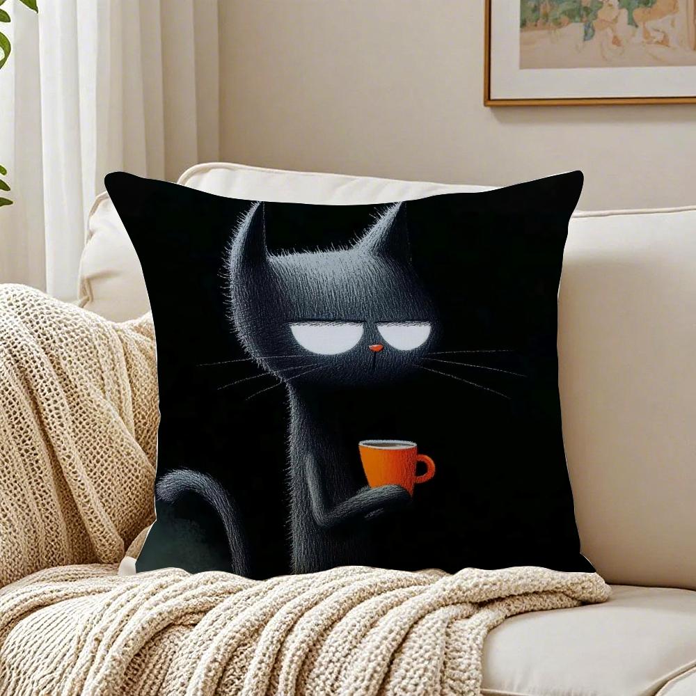 Cute Quirky Modern Art Fluffy Cat Cushion Cover Pillowcase Antidustmite living Room Sofa Decor Cushion Room