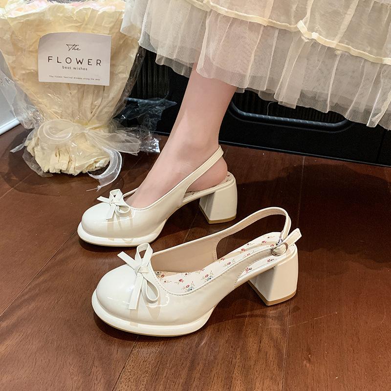 Coarse heel bag head single shoes women's summer new with skirt bow high heel fashion sandals