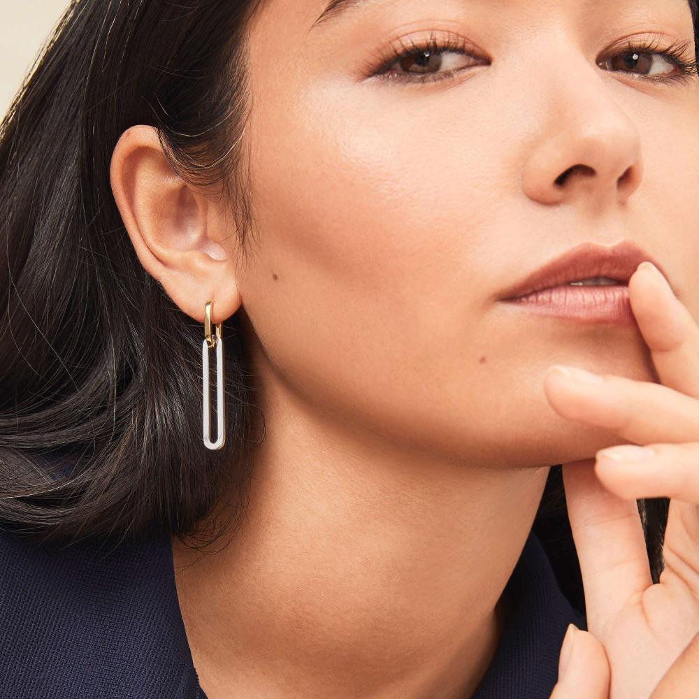 Simple Personality Gold Silver Two Colors Double Ring Detachable Double-wear Dangle Earrings Women Men's Stainless Steel Jewelry