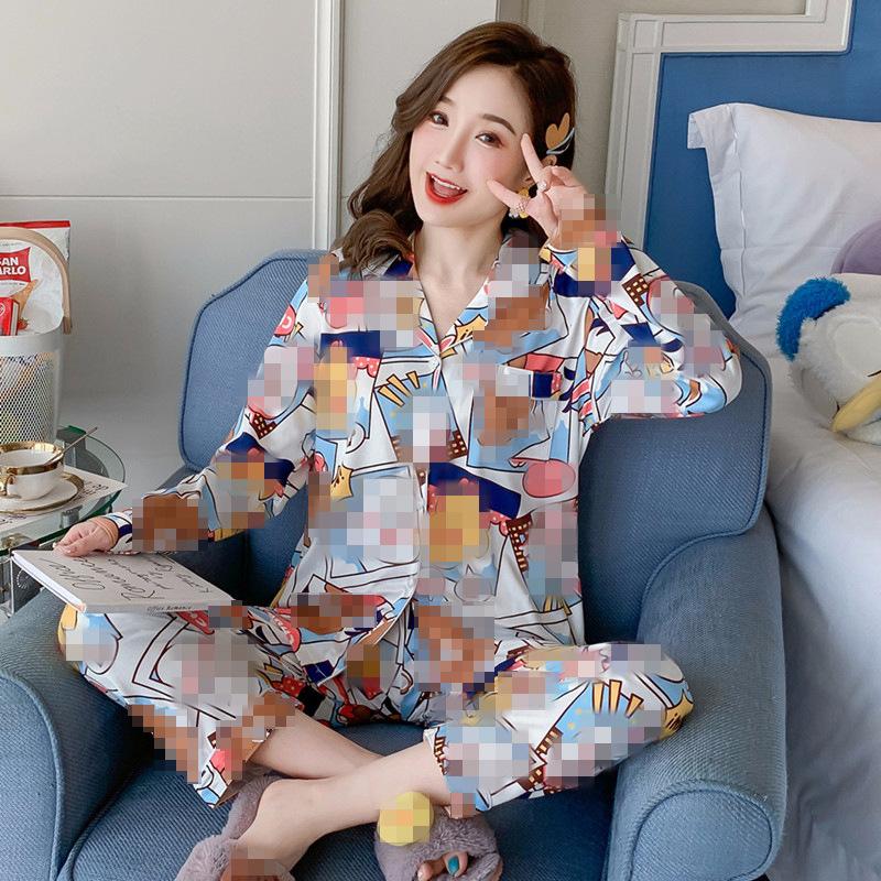 A thin milk silk pajama women's spring and autumn sweet age-reducing women's long-sleeved trousers loungewear set