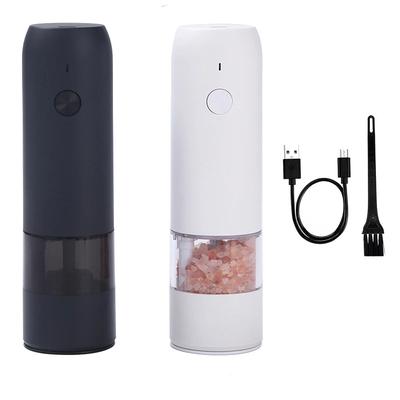 Elektrický mlýnek na pepř USB nabíjení Koření Automatický mlýnek s LED Stroj na sůl a pepř Nastavitelná hrubost Mlecí mlýnek