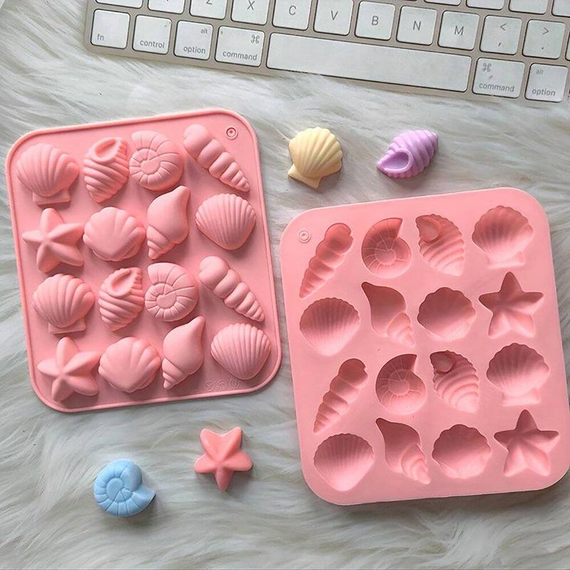 16 Cavity Shell Conch Silicone Mold DIY Ocean Animal Shaped Candy Pudding Chocolate Cake Baking Mould