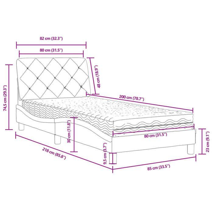 VidaXL Bed with Mattress, Upholstered Bed with Headboard Cushion, Single Bed, Adult Bedroom Interior Bed, 3208626