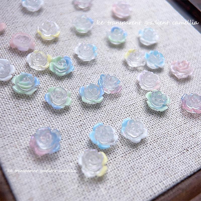50Pcs 3D Mix Sizes Beautiful Blossoming Rose Flowers Resin Adhesive Nail Art  Decorations Manicure Kawaii Charms