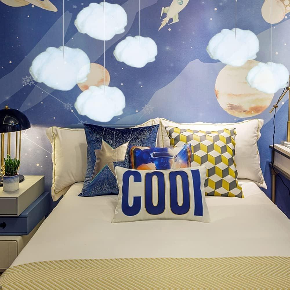 6pcs Cotton Simulation Cloud Decorations 3D Artificial Fake Clouds Props, Clouds for Ceiling, Room DIY Cloud Decor Art Stage Wedding Party