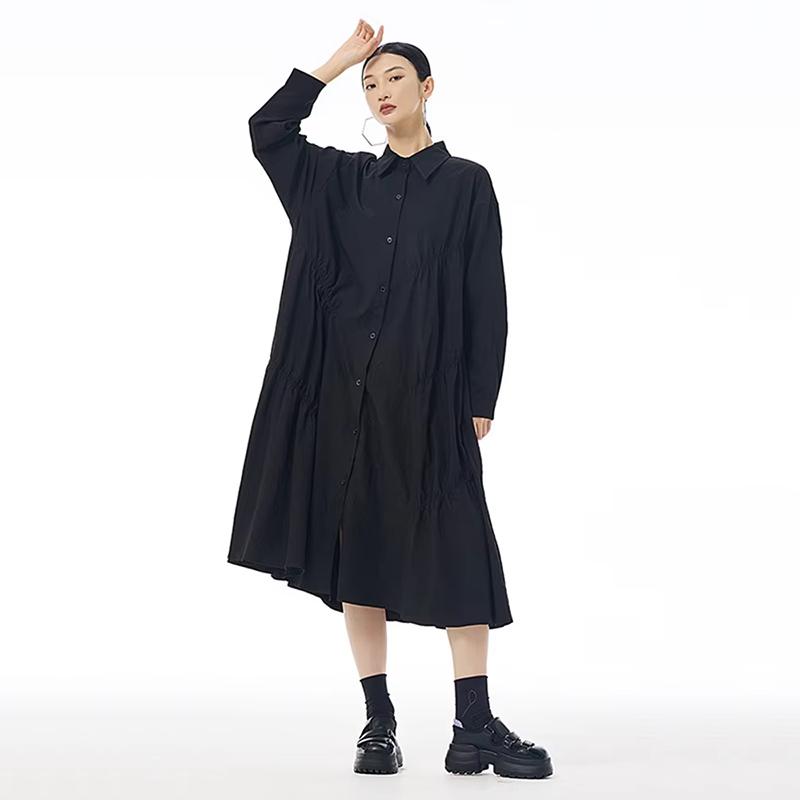 XITAO Fold Patchwork Solid Color Women Dress HQQ2448