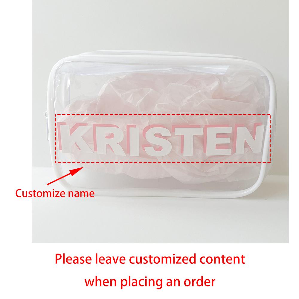 Personalized Clear Makeup Bag Monogram Toiletry Bag Pouch with Zipper Bridesmaids Gift Travel Bachelorette Party Bridal Shower