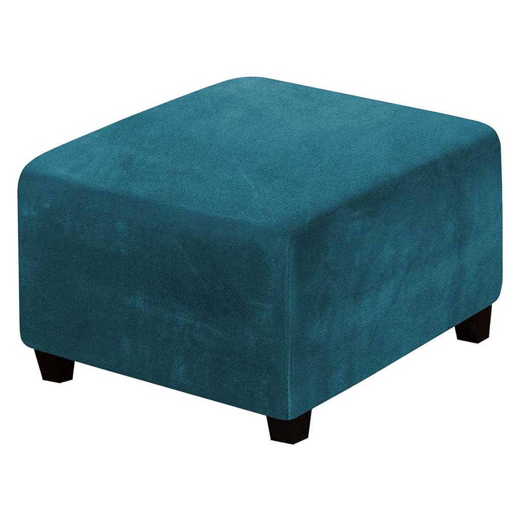 Elastic Anti-Scratch Ottoman Cover: Solid Color Footstool Protector for Home Use