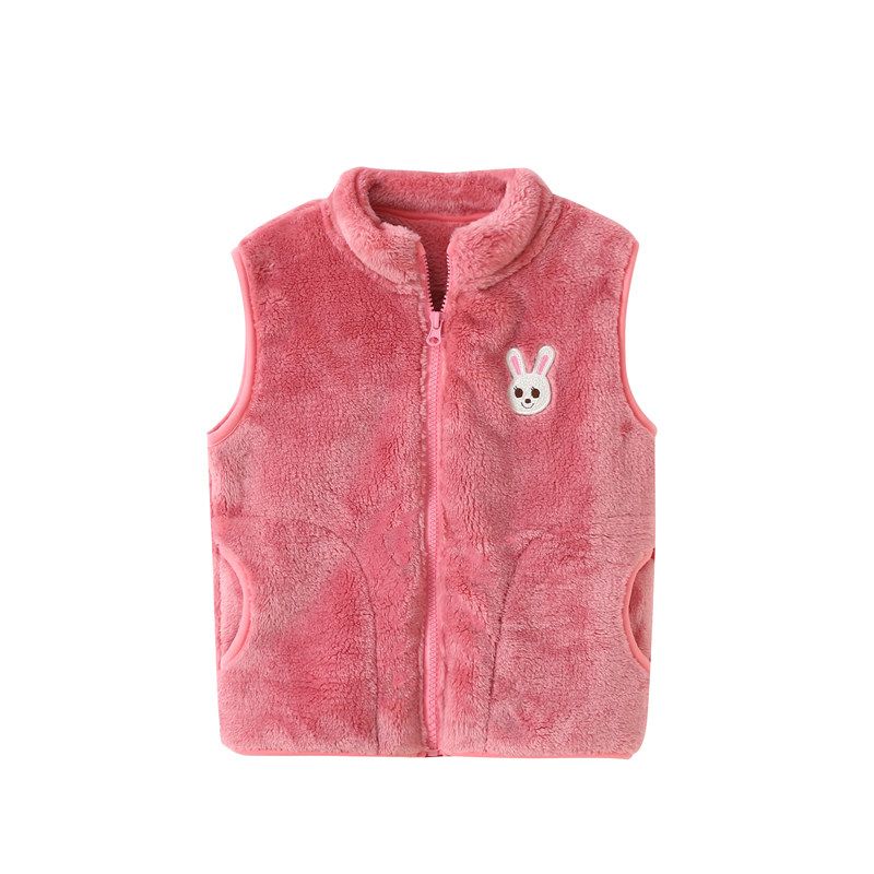 Children's Velvet Vest New Thick Waistcoat Outerwear Boys and Girls Flannel Vest Home Wear Zipper Coat