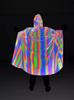 Medieval Gothic Iridescent Hooded Cloak: Reflective Cape for Halloween Parties