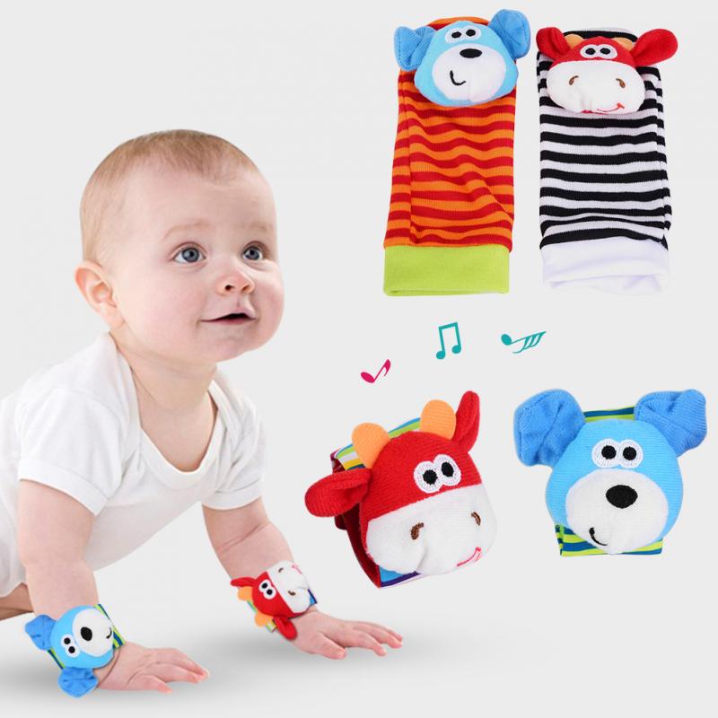 Buy Infant Animals Rattle Socks&Wristbands Baby Sound Rattle Toys at