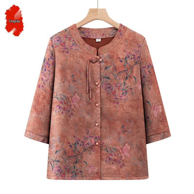 Elegant Mom s New Chinese Style Seven-Sleeve Summer Shirt XL