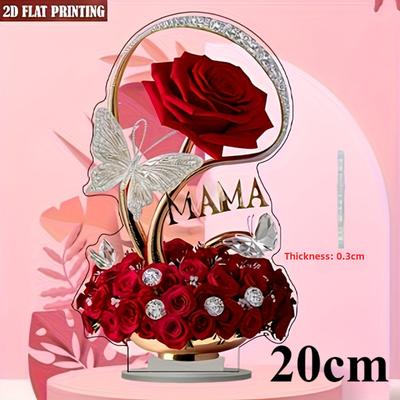 Roses, 2D Flat Acrylic, Tabletop Decoration, Ornaments, Suitable for Living Room, Bedroom, Couples, Gifts, Anniversary, Christmas, Halloween