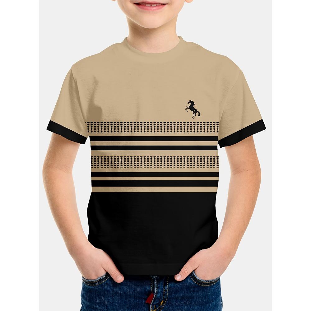 

Boys casual short sleeved T-shirt, 3D printed T-shirt, summer casual sports, comfortable round neck top 140