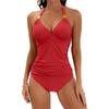 2026 Women's Solid Color Halter Neck Lace-Up Two-Piece Bikini Set