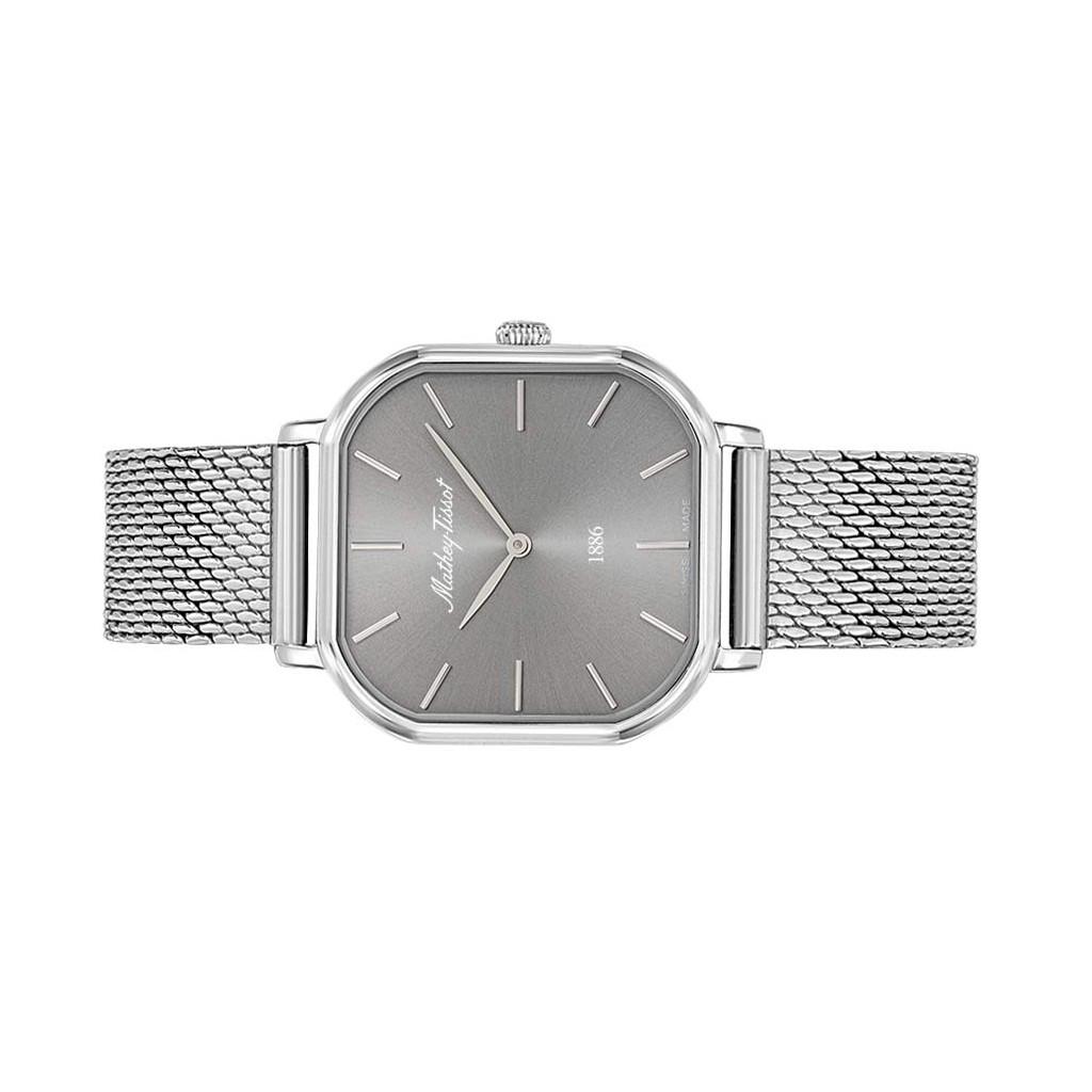 Mathey-Tissot Ceas de damă Monsoon Square din oțel inoxidabil cu cadran argintiu cu quartz D7917AS