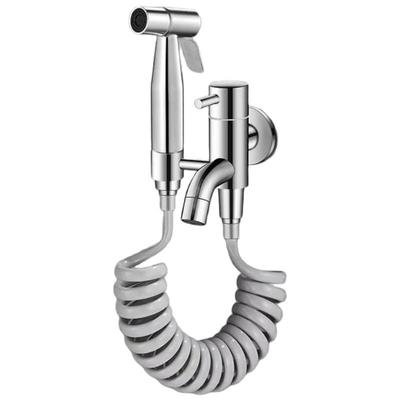 Copper Wall-Mounted Dual-Outlet Toilet Sprayer Faucet