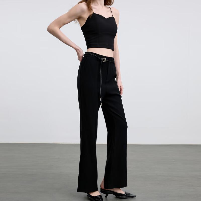 

Sancai Women s High-Waisted Micro-Flare Suit Pants with Split Hem L (165/70A)