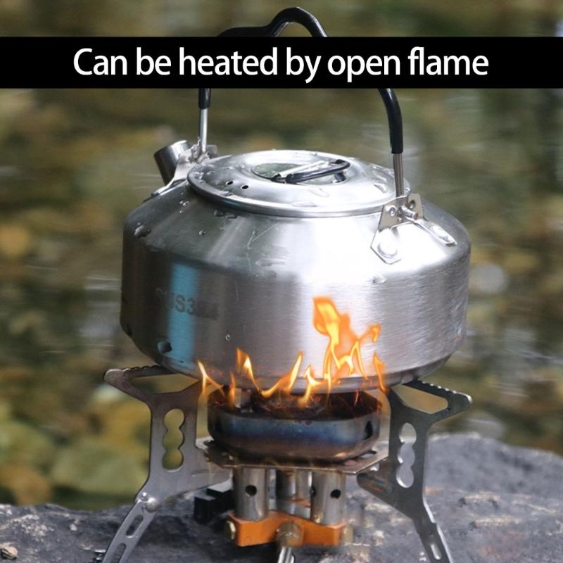 Stainless Steels Outdoor Hiking Kettles Pot Cookware Camping Kettles Stovetop Whistling Teapot Camp Teas Coffee Pot