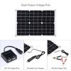 50-W-Solarpanel mit zwei Ausgängen, 2 USB-Anschlüssen und Autoladung, IP65-Laderegler