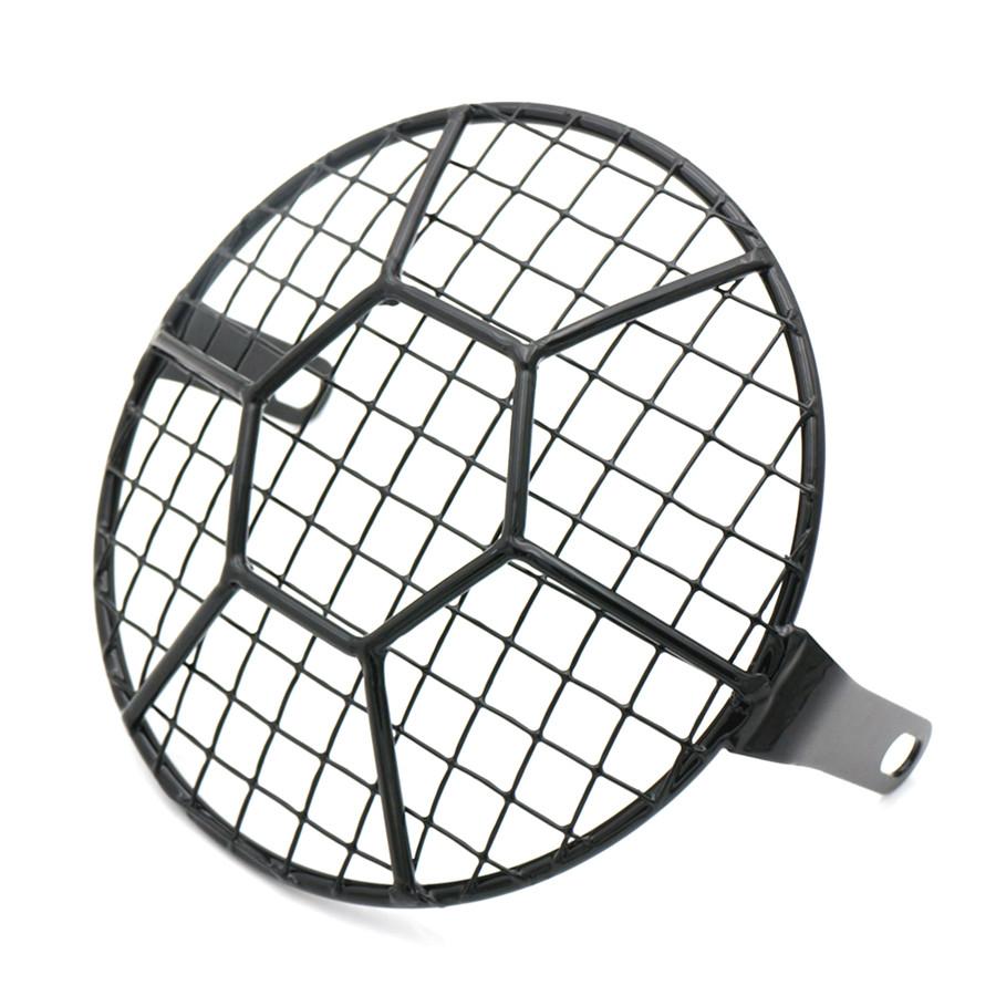 Universal 1PC 6.3" Metal Retro Motorcycle Headlight Lamp Spherical Mesh Grille Cover Mask For Honda Cafe Racer Motor Parts
