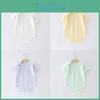 Solid Color Baby Cotton Mesh Romper With Short Sleeves For Spring Summer Infants