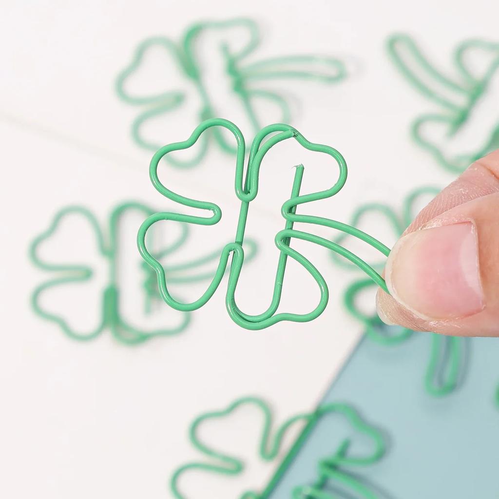 10-50 Stück Niedliche Glücksklee-Büroklammern Metall-Büroklammern für Lesezeichen Notizen Fotos Organizer-Clips Bindeklammer