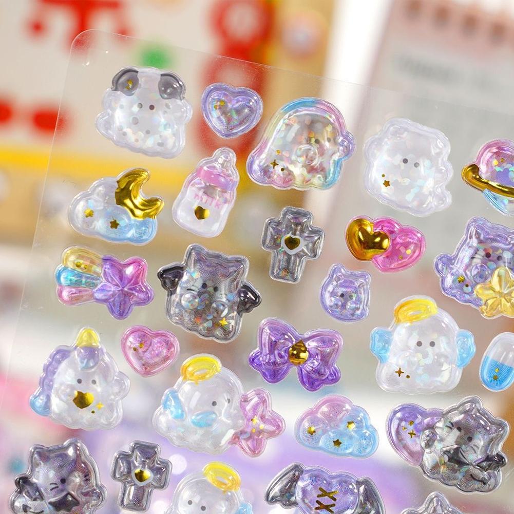 Kawaii Cartoon Animal 3D Relief Cute Stickers Children And Girls Decorative Sticker Birthday Gifts Creative Peripheral