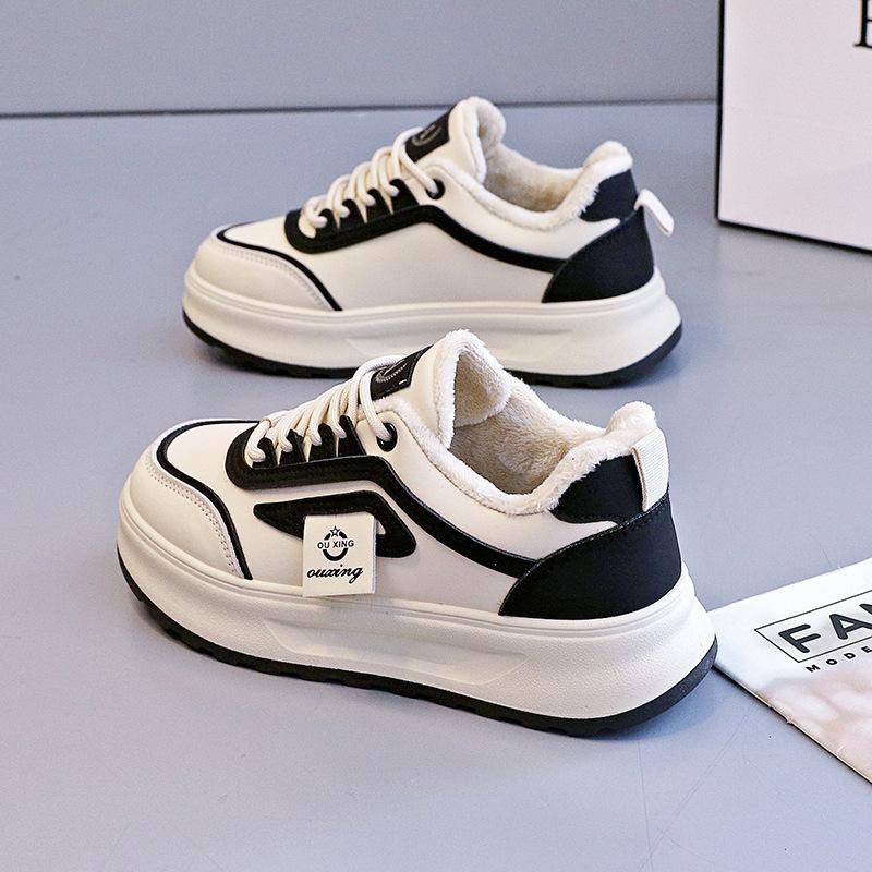 

Women s shoes 2026 new versatile fashion board shoes autumn and winter thick cotton shoes thick soled casual shoes 35 чёрный