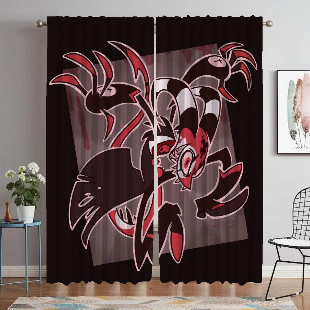 Helluva Boss Modern Living Room Curtains for Camera Home Interior Curtains 2 Pieces Partition Halloween Decoration Shades Child