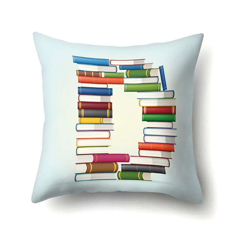 Polyester Pillowcase Car Decoration Home 26 English Letters Print Book Pillowcase