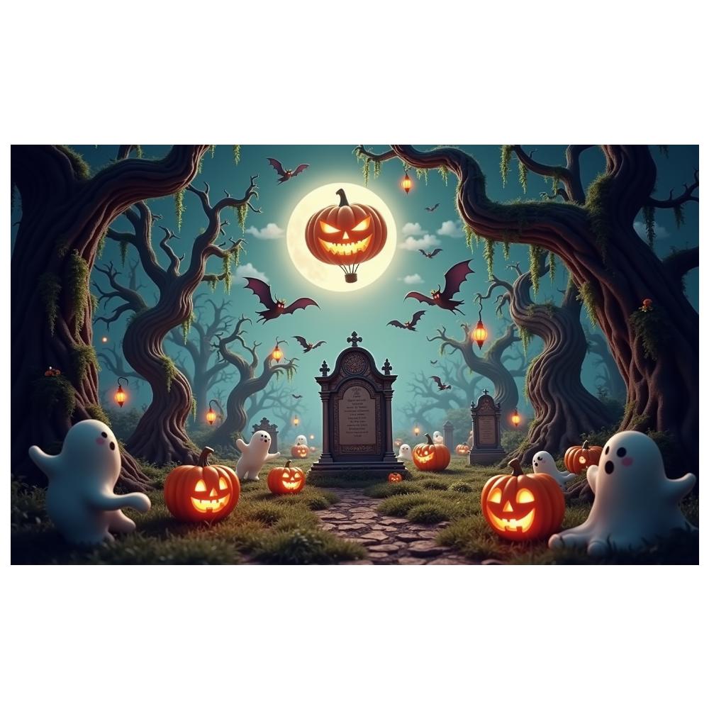 Festival Banner Night Setting Halloween Decor Ghost Banner Spooky Design Halloween Banner For Haunted House Night Event Outdoor
