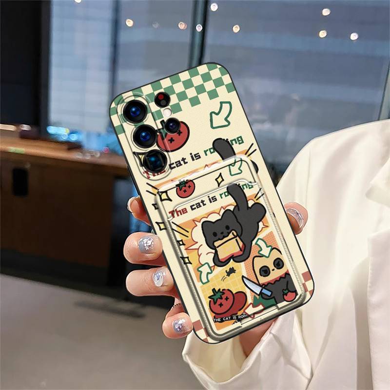 Protective Dirt-resistant Phone Case For Samsung Galaxy S24 Ultra Anti-knock Card Sleeve Silicone Graffiti Shockproof