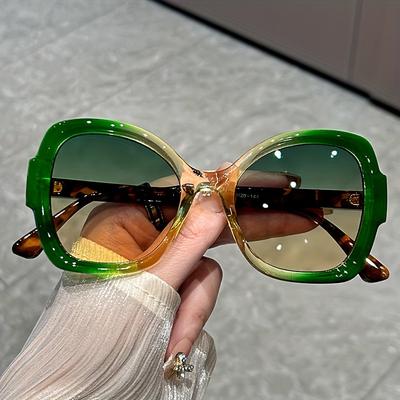 Y2K Oversized Oval Fashion Sunglasses with Green Jelly Frame - Anti-Reflective Lenses,, Perfect for Hiking, Sports & Parties