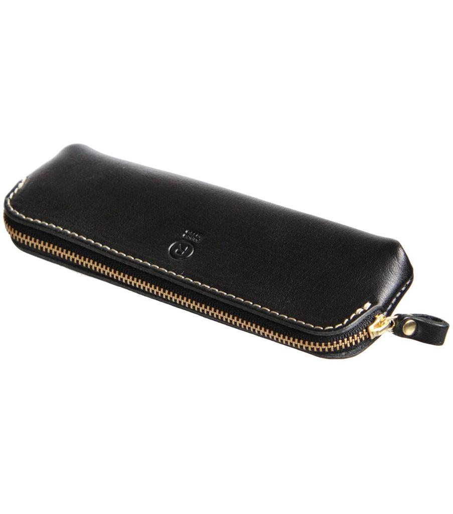 Slim Leather Pencil Pencil Tochigi Made In Japan [Porco Rosso] Case, Case, Leather, Leather, (Black) [sokunou]