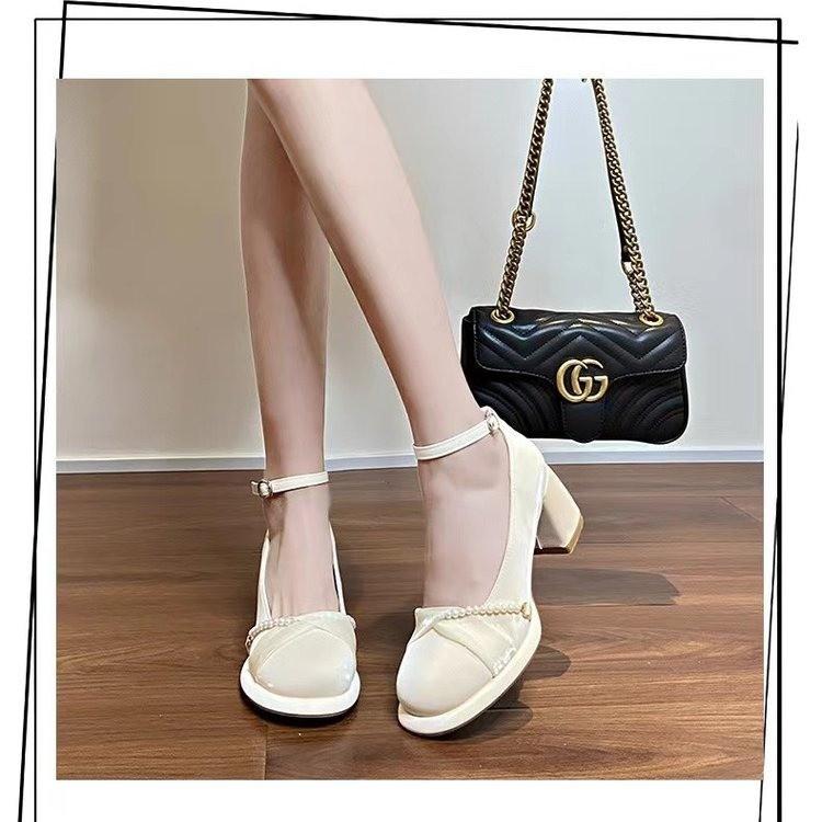 

Весенне-летние легкие универсальные белые туфли-лодочки для детей, новые простые повседневные ретро туфли на толстом каблуке Мэри Джейн 40