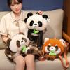 Non-Toxic Cute Red Panda Plush Backpack Kawaii Fashion Plushie Doll Stuffed Animal Panda With Bamboo Holiday Gifts