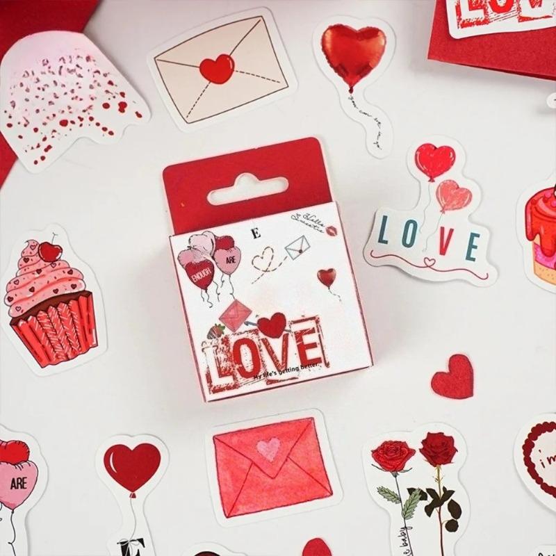 

46Pcs/Box New Cartoon I LOVE YOU Love Valentine’s Day Decoration Decals Wedding Hand Account Graffiti Stickers Stationery Gifts
