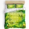Natural Green Forest Bird Flower Cartoon Bedding Set 3pcs Duvet Cover Pillowcase Quilt Cover Double Bed Set Home Textile