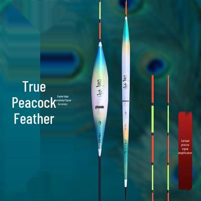 Wing Peacock Feather High-Sensitivity Fishing Float for Crucian Carp - Eye-Catching, Thickened, and Smooth Real Feather Design