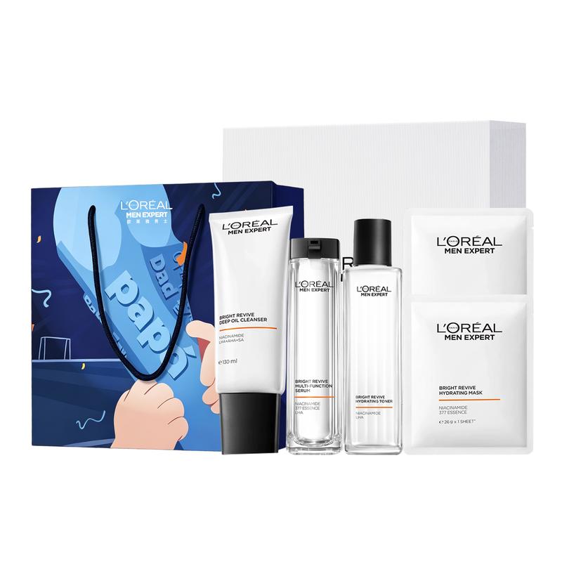 Loreal Paris Men s Facial , Emulsion Skin Care Moisturizing and Cleansing LOreal Mens Whitening Set - Cleanser Toner Essence Mask