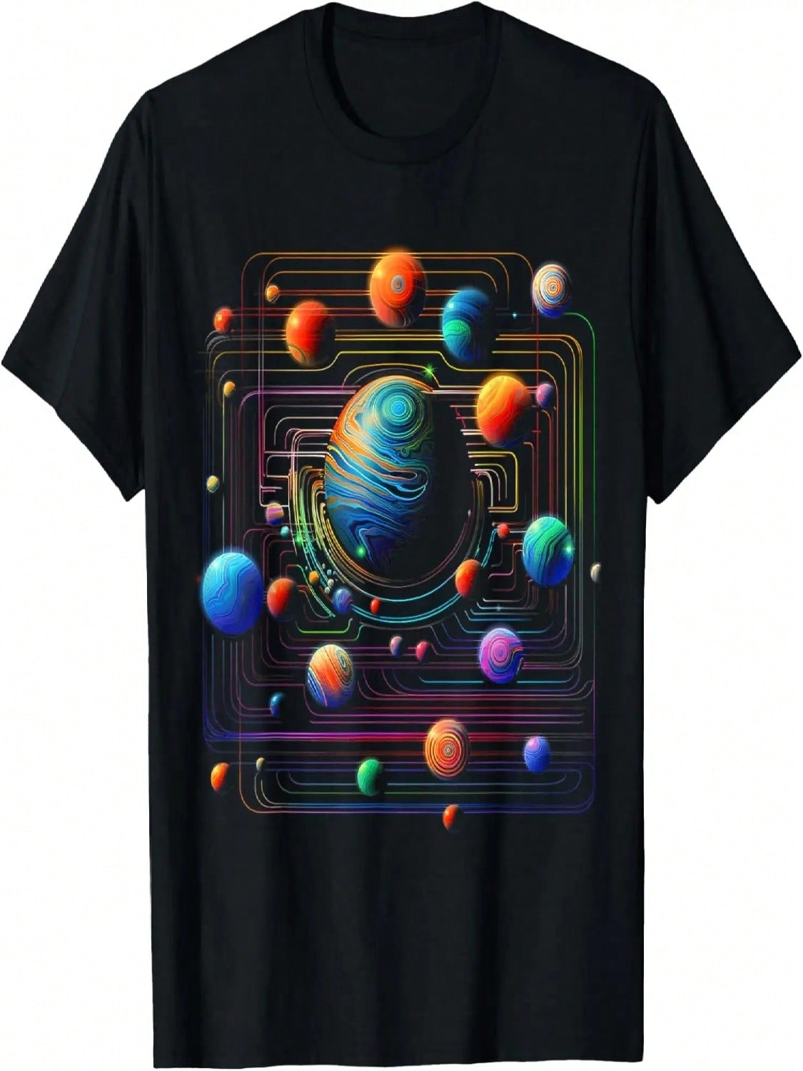 Planet Art Colorful Geometric Graphic Motif Planet T-Shirt S разноцветный