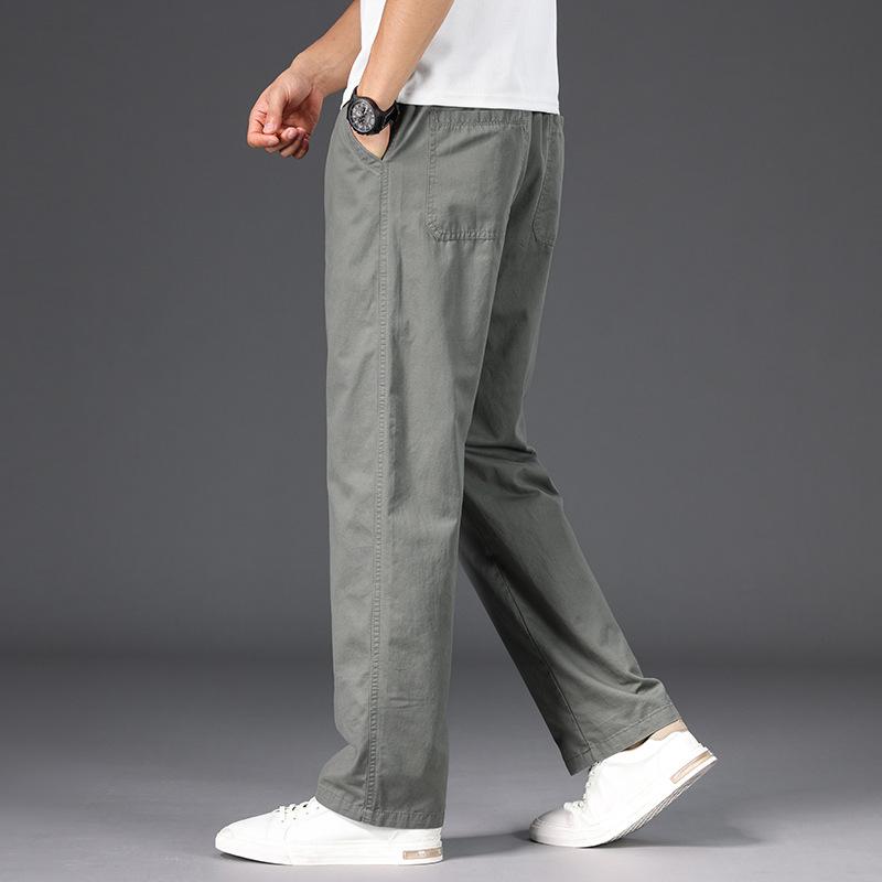 Big Size Mens Casual Pants Relaxed Fit Cotton Trousers Elastic Waist Drawstring Sweatpants Mens Jogger Pants Summer Spring